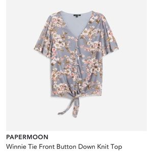 Paper moon Winnie Tie Front Down Knit Top